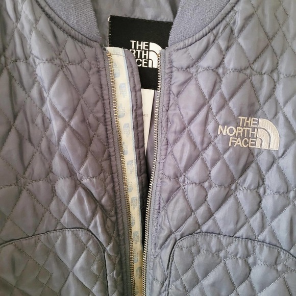 The North Face sz S Womens Blue Quilted Bomber Jacket *Flaws* - Picture 6 of 11